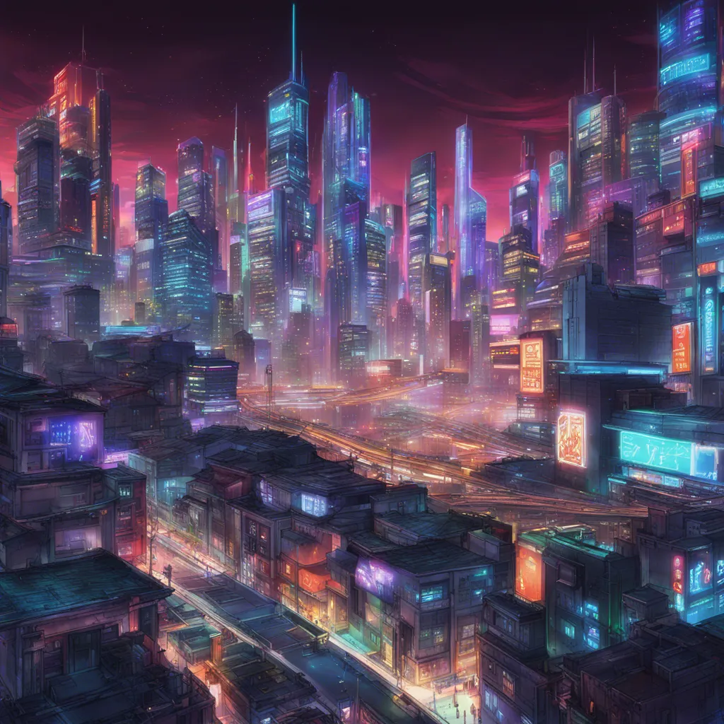 Download A Futuristic Cityscape With Neon Lights