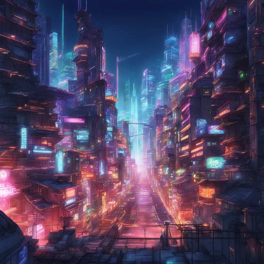 Download A Futuristic Cityscape With Neon Lights