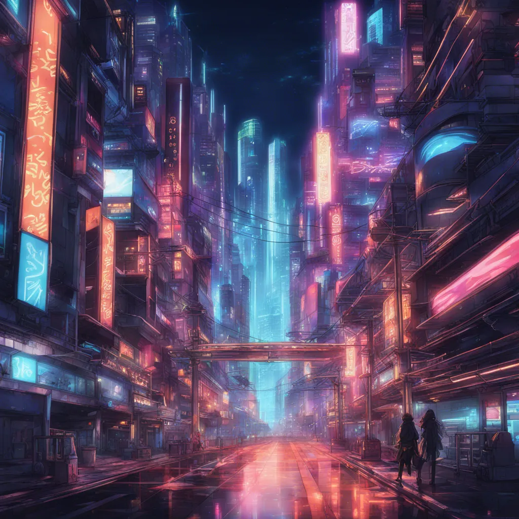 Download A Futuristic Cityscape With Neon Lights