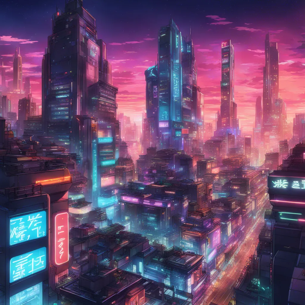 Download A Futuristic Cityscape With Neon Lights