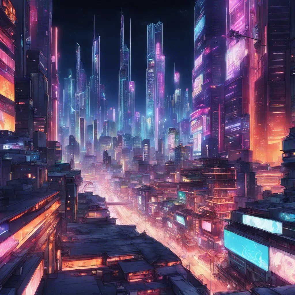 Download A Futuristic Cityscape With Neon Lights