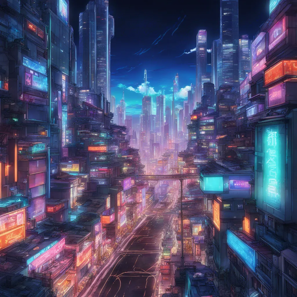 Download A Futuristic Cityscape With Neon Lights