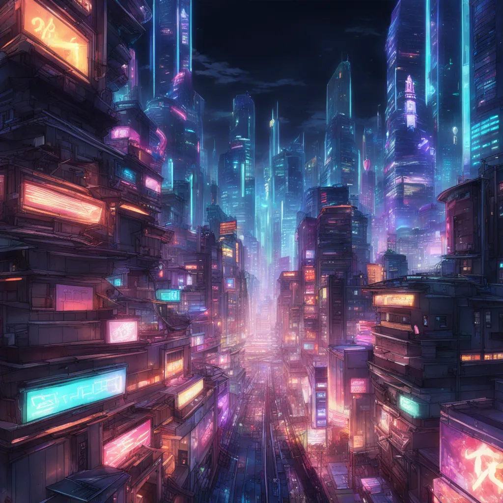 Download A Futuristic Cityscape With Neon Lights