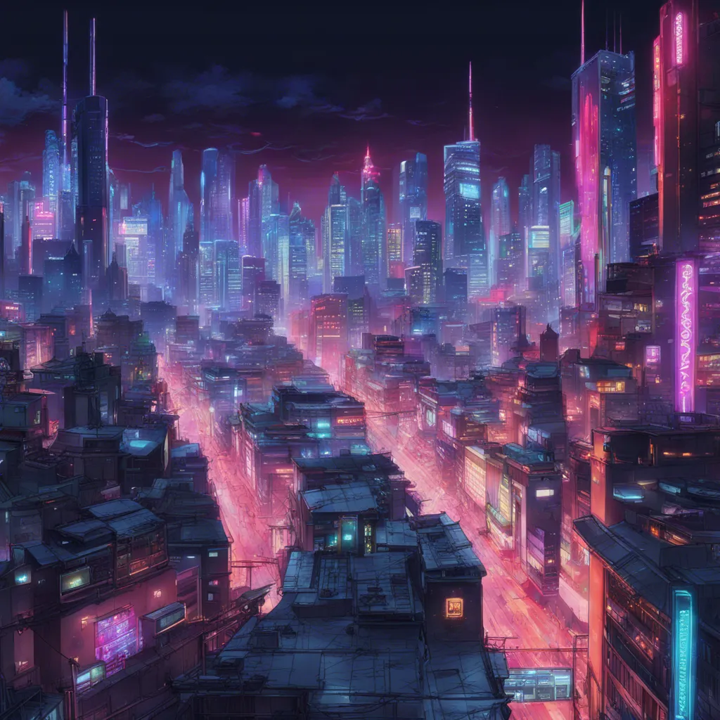 Download A Futuristic Cityscape With Neon Lights