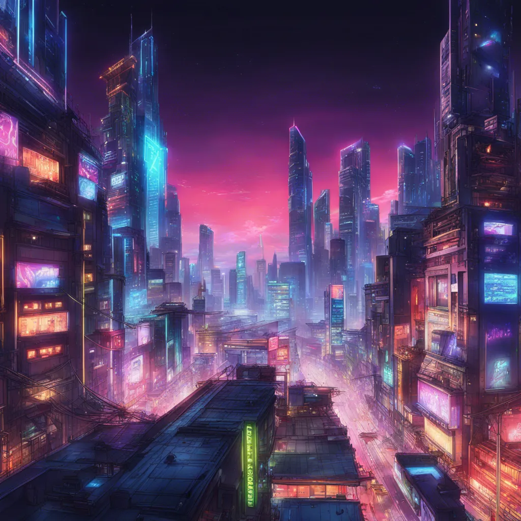 Download A Futuristic Cityscape With Neon Lights