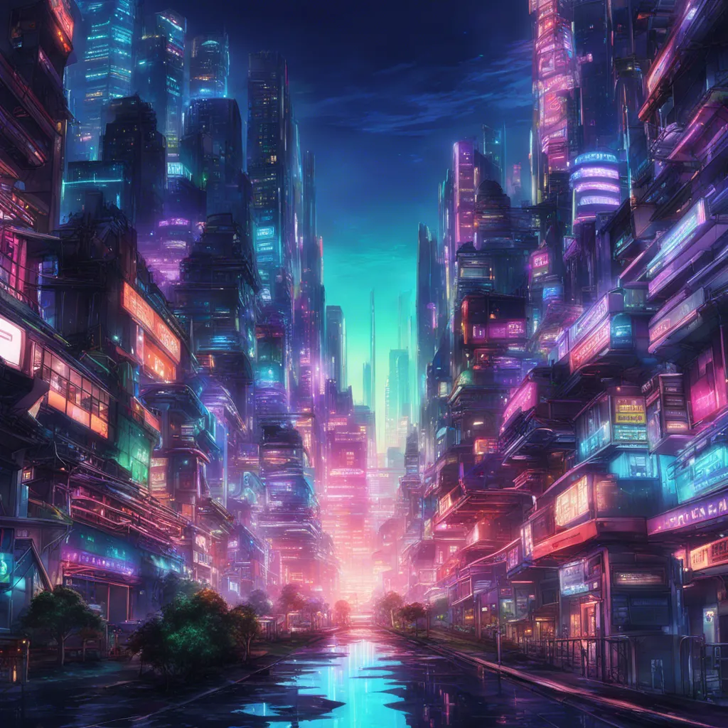 Download A Futuristic Cityscape With Neon Lights