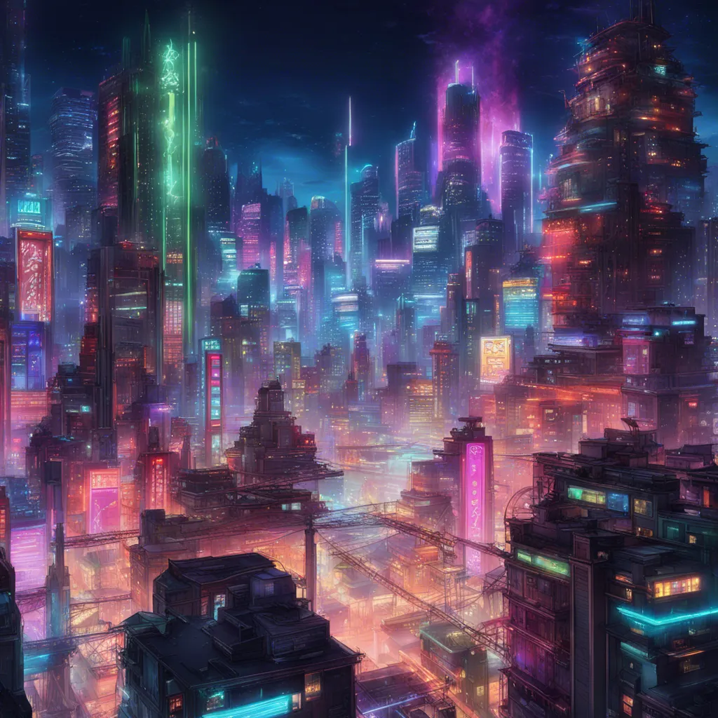 Download A Futuristic Cityscape With Neon Lights