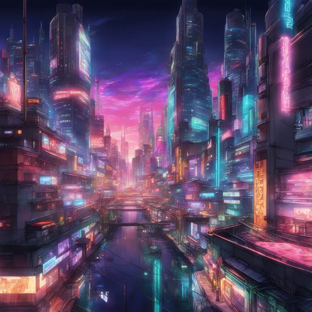 Download A Futuristic Cityscape With Neon Lights