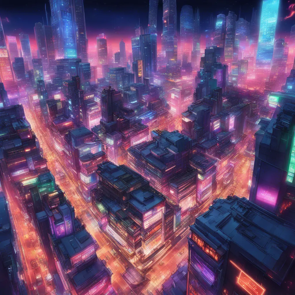 Download A Futuristic Cityscape With Neon Lights