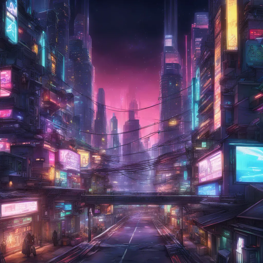 Download A Futuristic Cityscape With Neon Lights