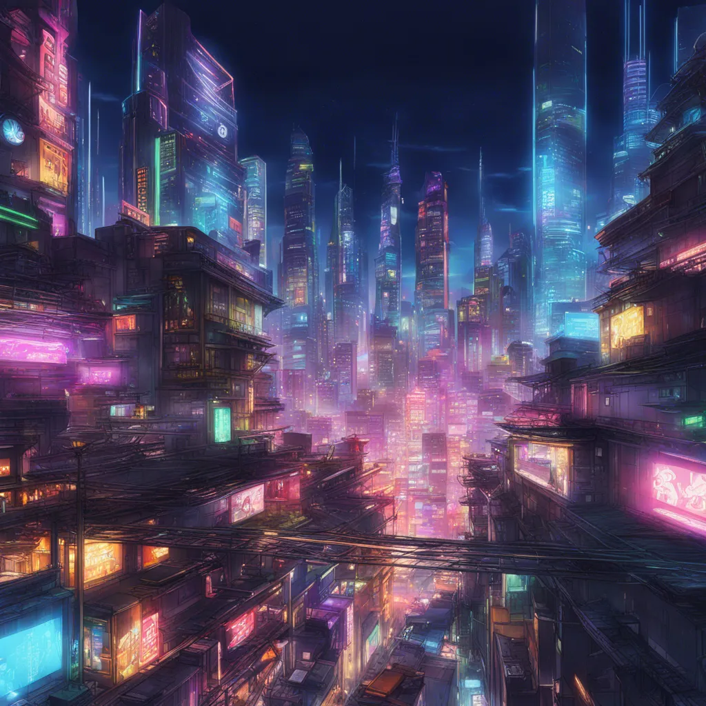 Download A Futuristic Cityscape With Neon Lights