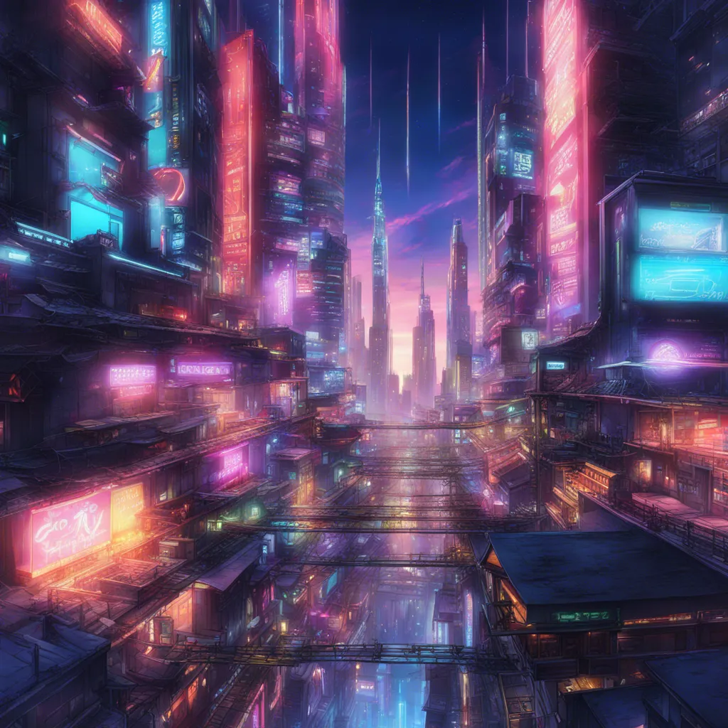 Download A Futuristic Cityscape With Neon Lights