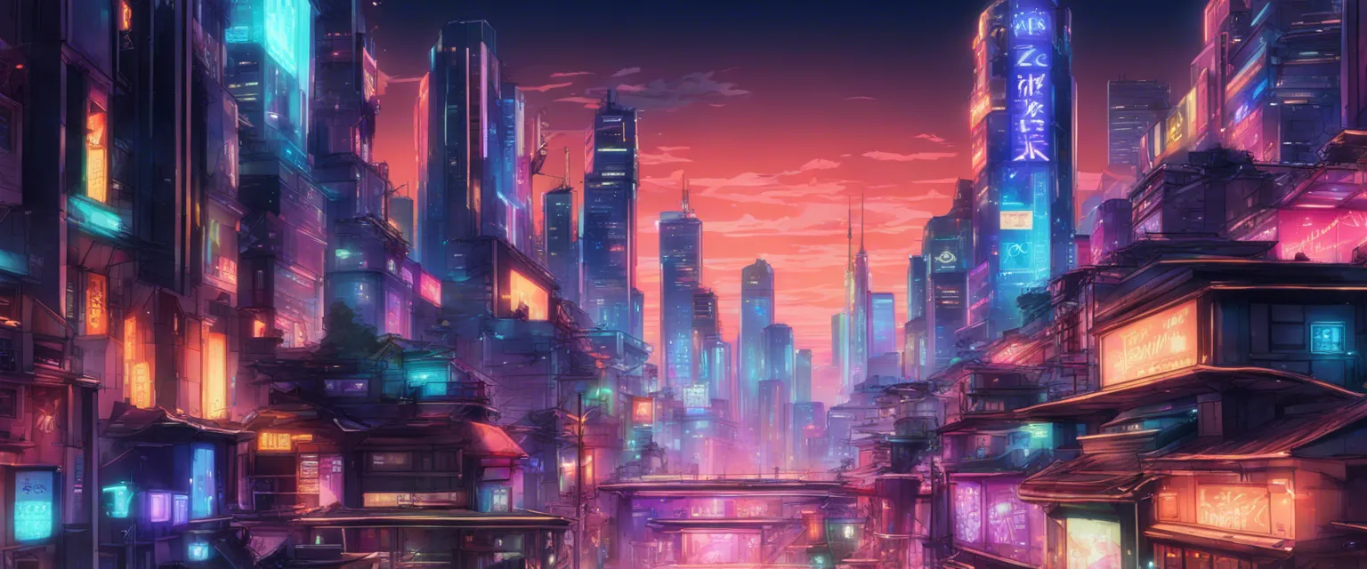 Download A Futuristic Cityscape With Neon Lights