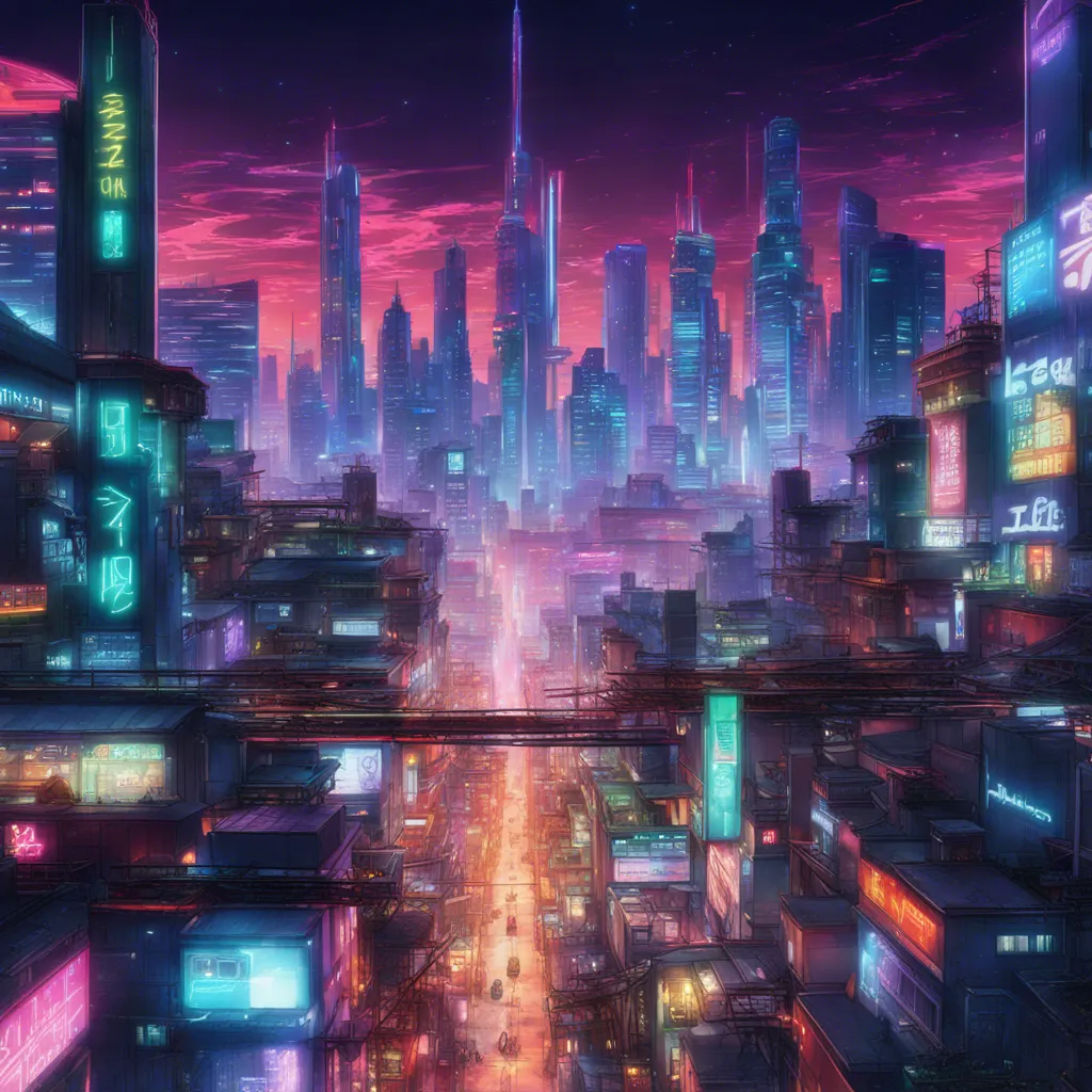 Download A Futuristic Cityscape With Neon Lights