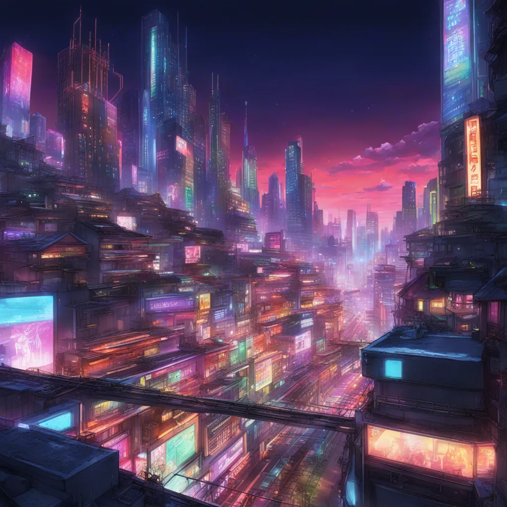 Download A Futuristic Cityscape With Neon Lights