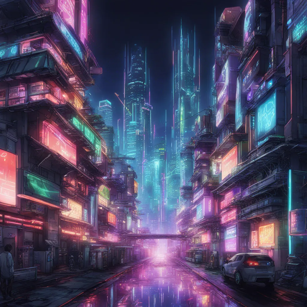 Download A Futuristic Cityscape With Neon Lights