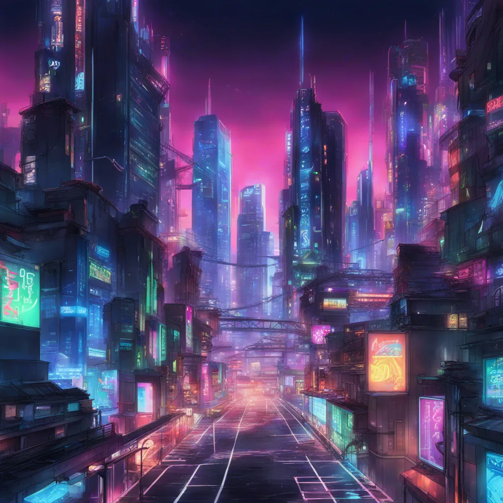 Download A Futuristic Cityscape With Neon Lights