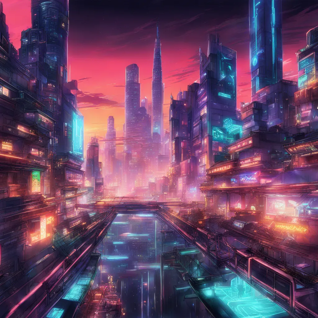 Download A Futuristic Cityscape With Neon Lights