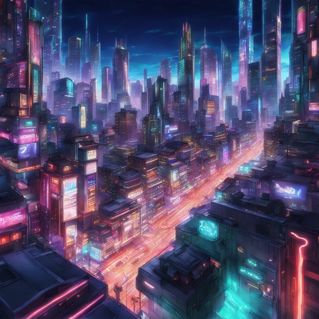 Download A Futuristic Cityscape With Neon Lights