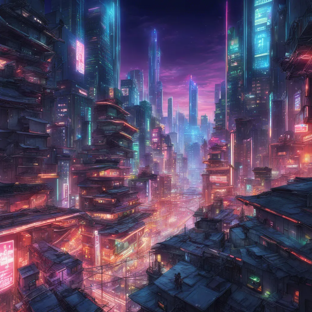 Download A Futuristic Cityscape With Neon Lights