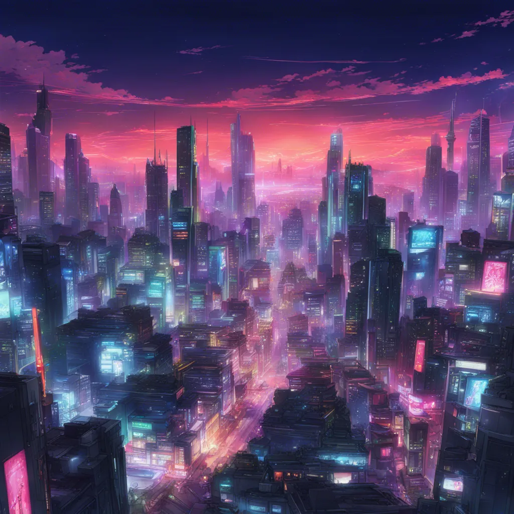 Download A Futuristic Cityscape With Neon Lights