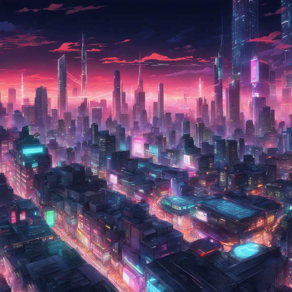 Download A Futuristic Cityscape With Neon Lights