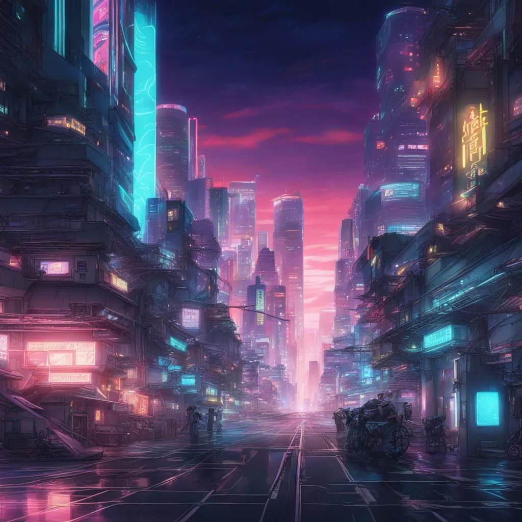 Download A Futuristic Cityscape With Neon Lights