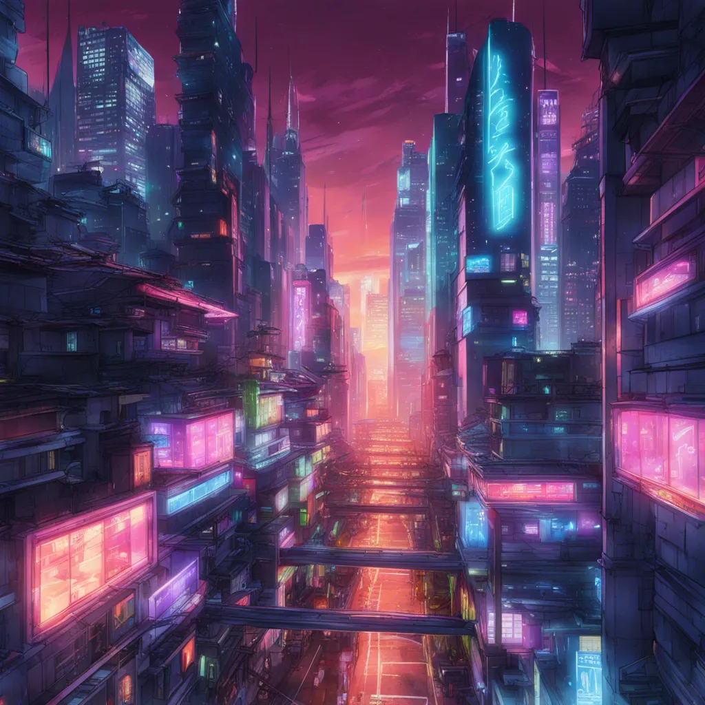 Download A Futuristic Cityscape With Neon Lights