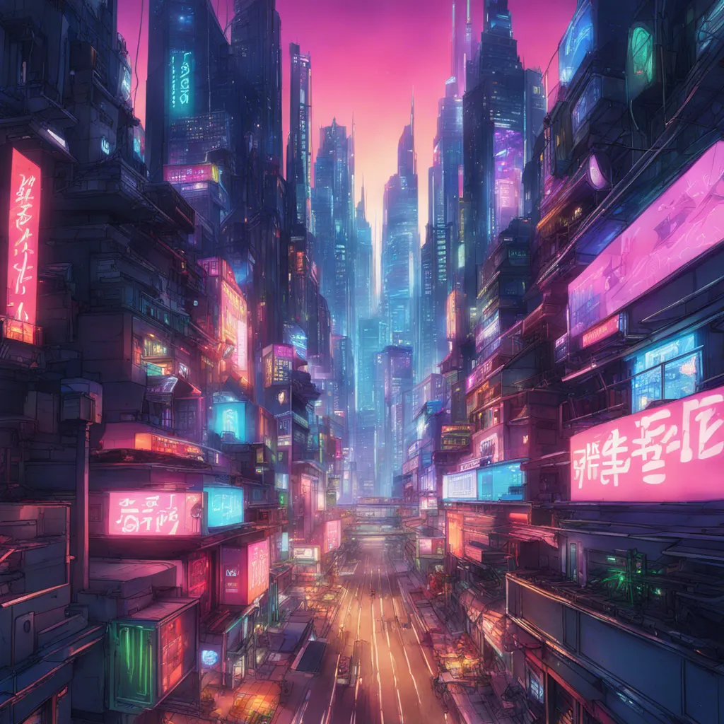 Download A Futuristic Cityscape With Neon Lights