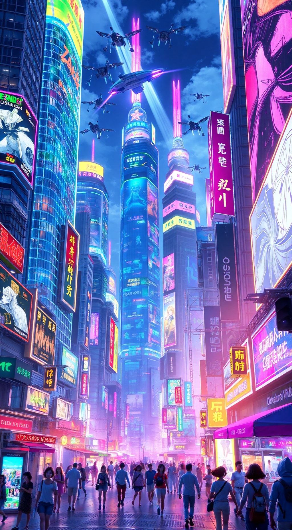 Download A Futuristic Cityscape With Neon Lights