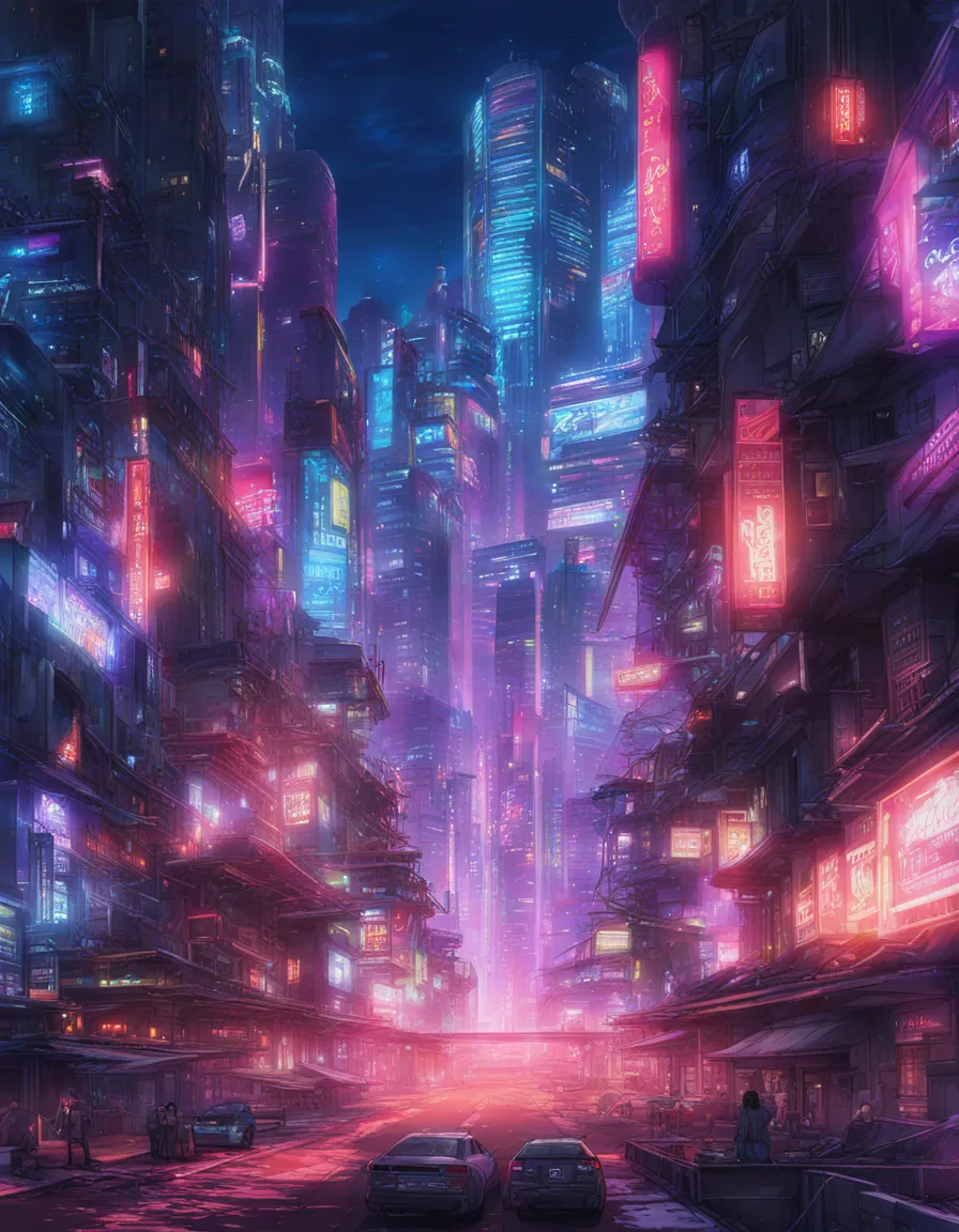 Download A Futuristic Cityscape With Neon Lights