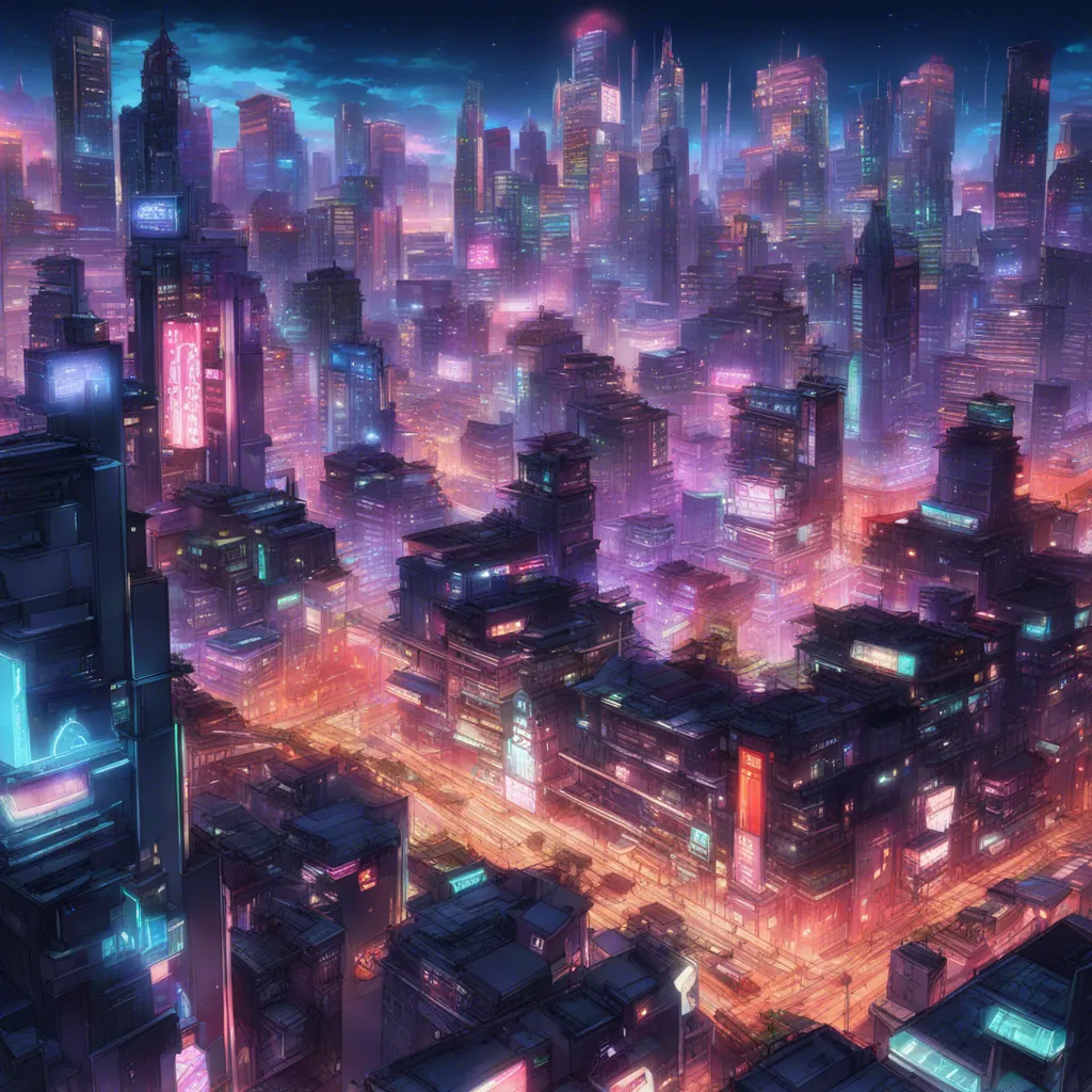 Download A Futuristic Cityscape With Neon Lights