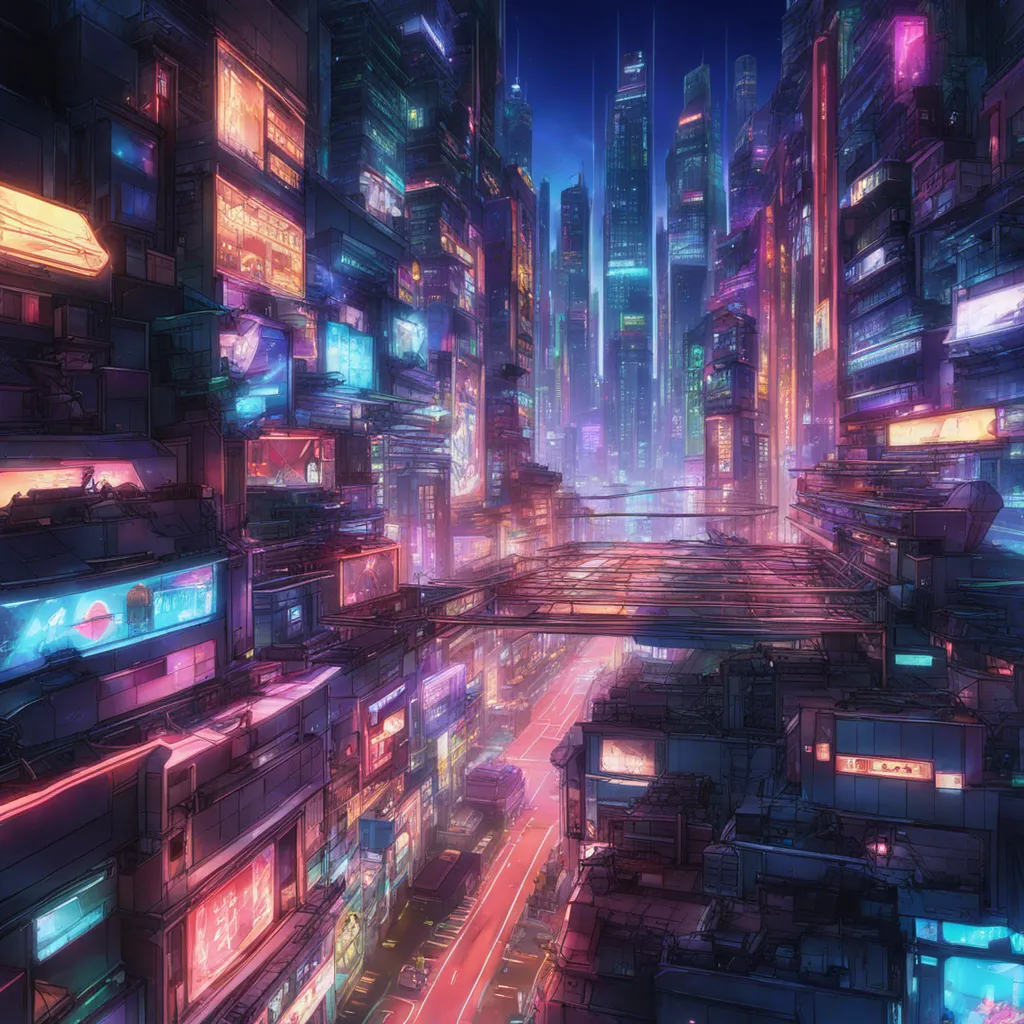 Download A Futuristic Cityscape With Neon Lights