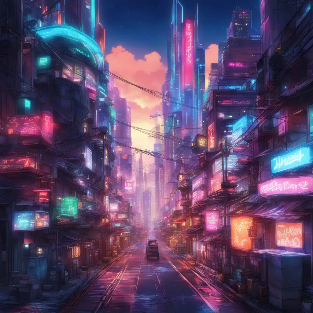 Download A Futuristic Cityscape With Neon Lights