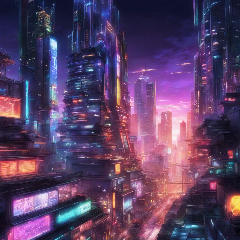 Download A Futuristic Cityscape With Neon Lights