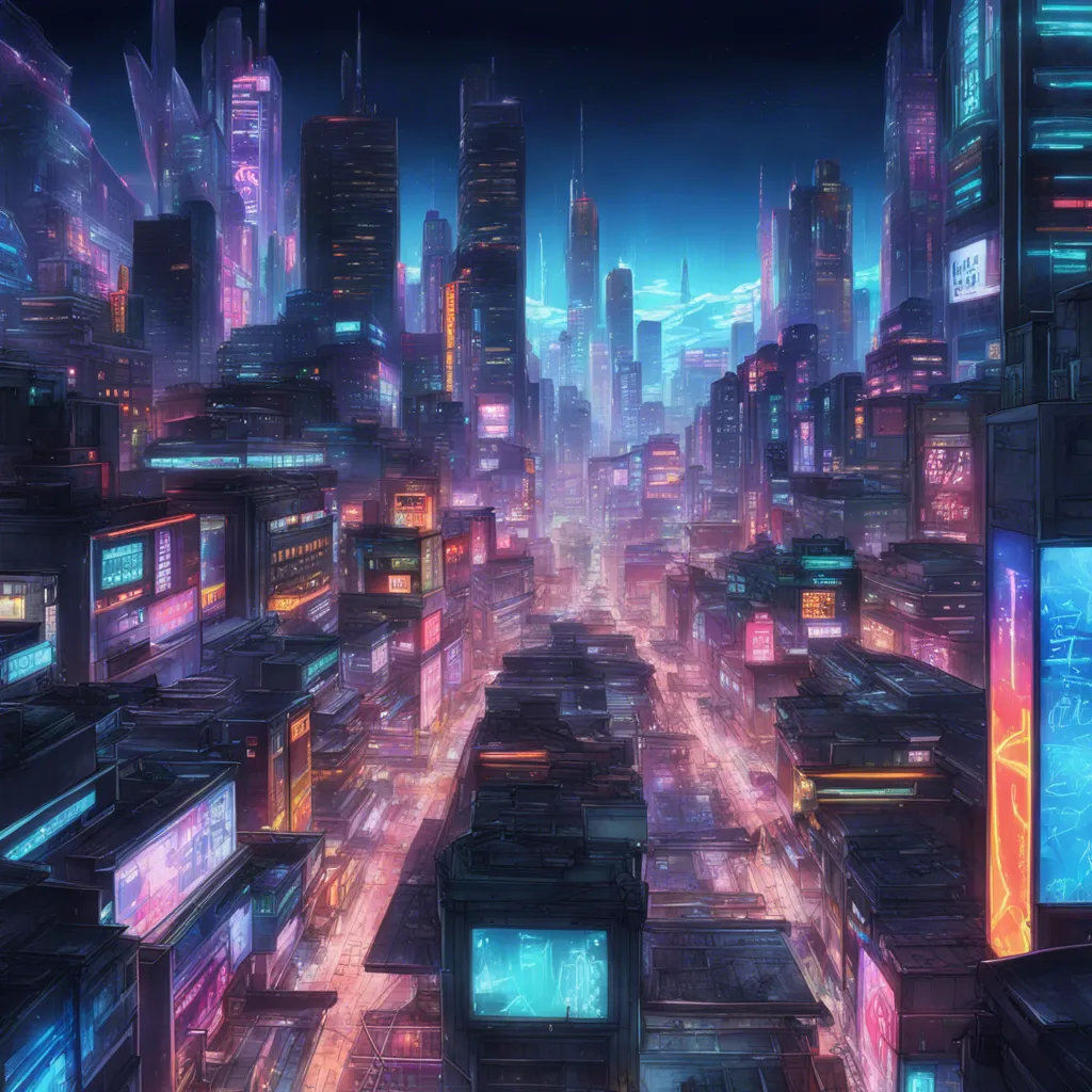 Download A Futuristic Cityscape With Neon Lights