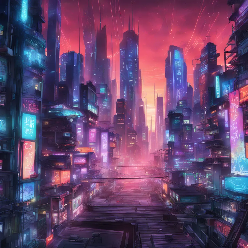 Download A Futuristic Cityscape With Neon Lights