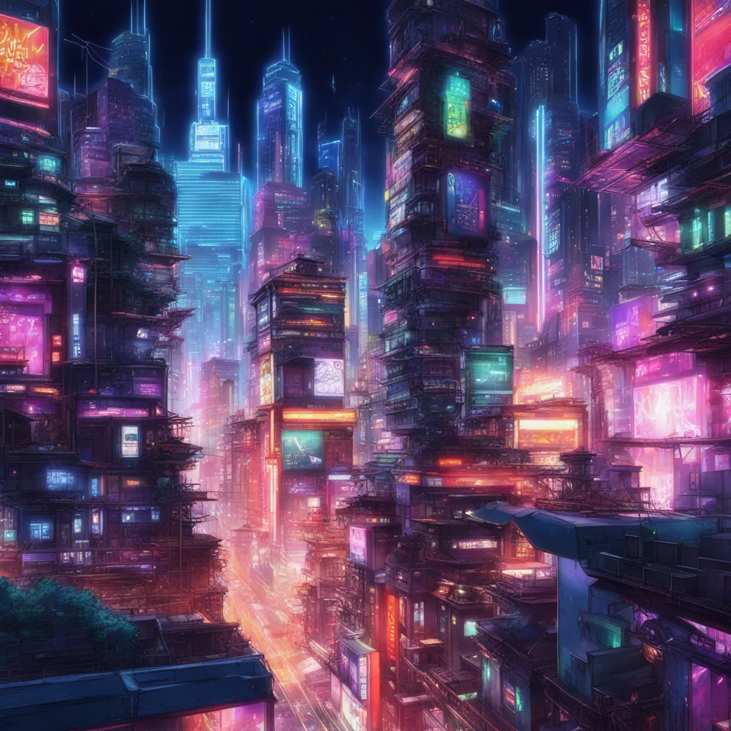 Download A Futuristic Cityscape With Neon Lights