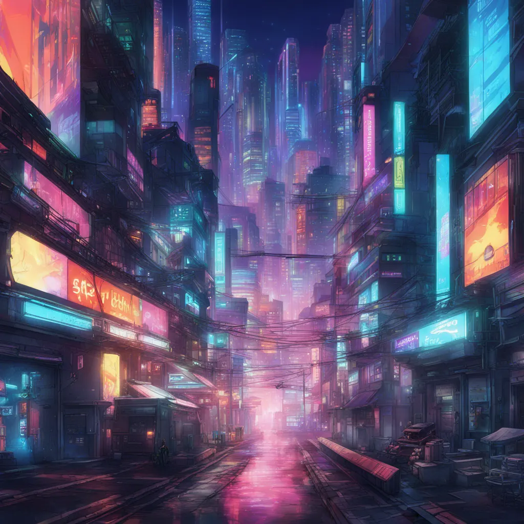 Download A Futuristic Cityscape With Neon Lights