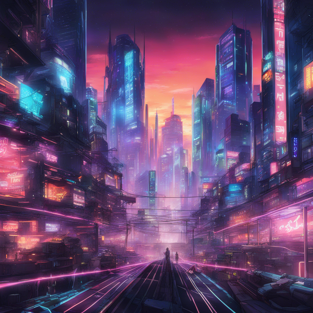 Download A Futuristic Cityscape With Neon Lights