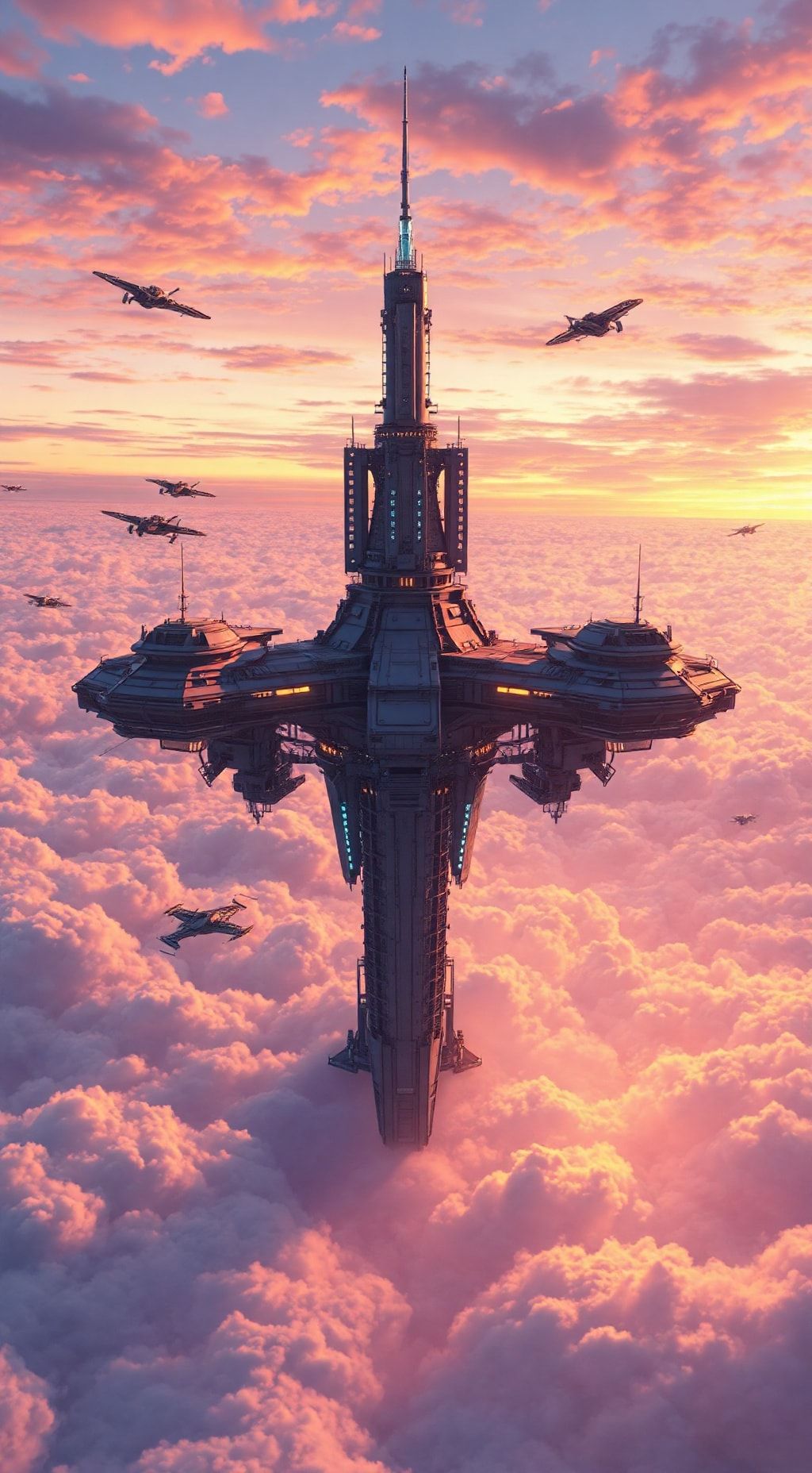 Download A Futuristic Space Station Towers Above