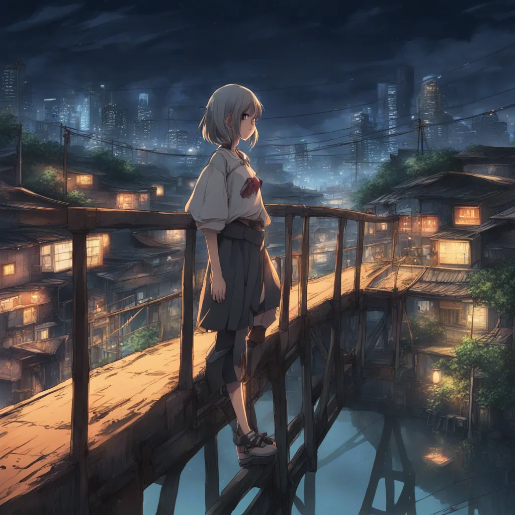 Download A Girl Standing On A Bridge