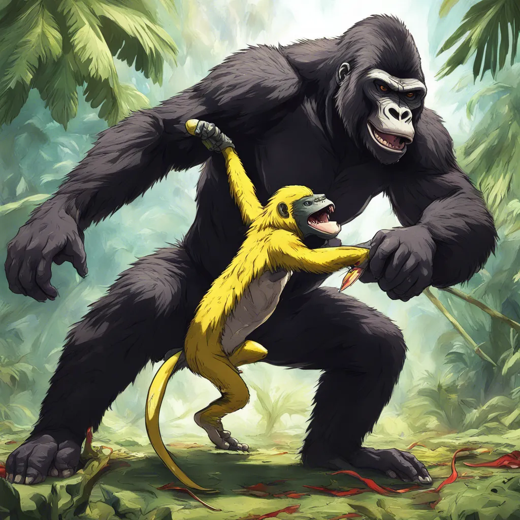 Download A Gorilla Stabbing A Velociraptor With