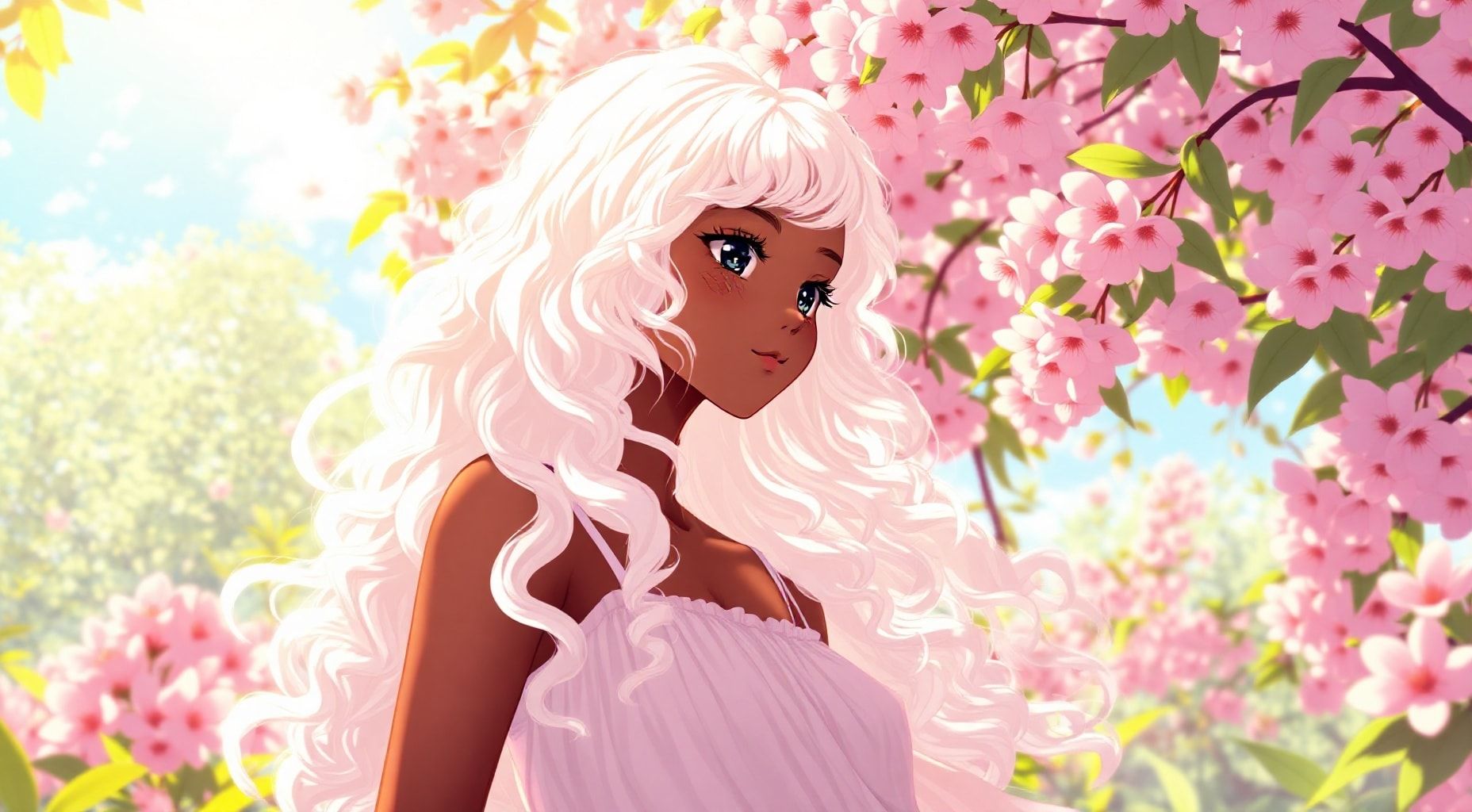 Download A Long White Curly Haired Anime