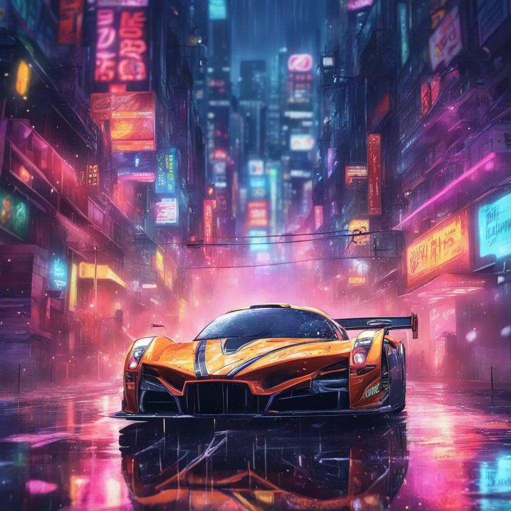 Download A Racing Car In A Neon