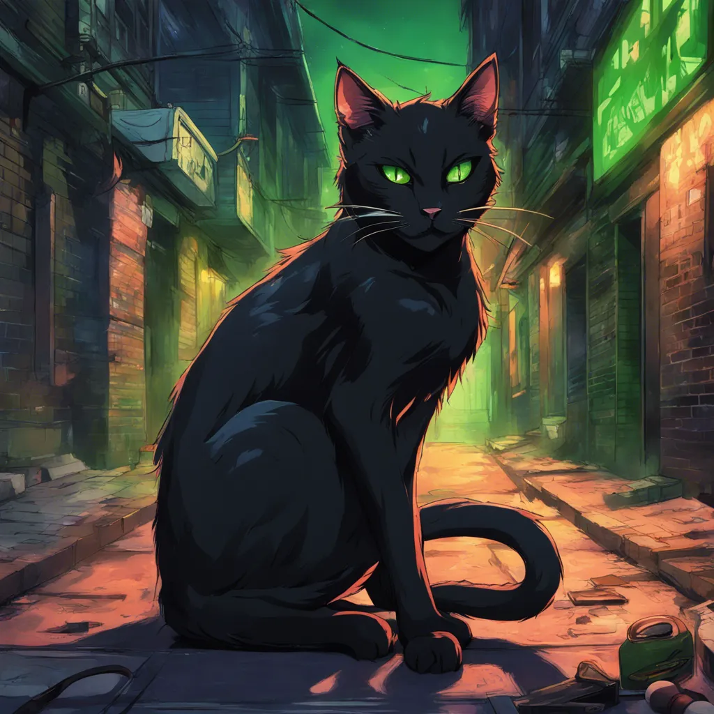 Download A Realistic Black Cat With Green