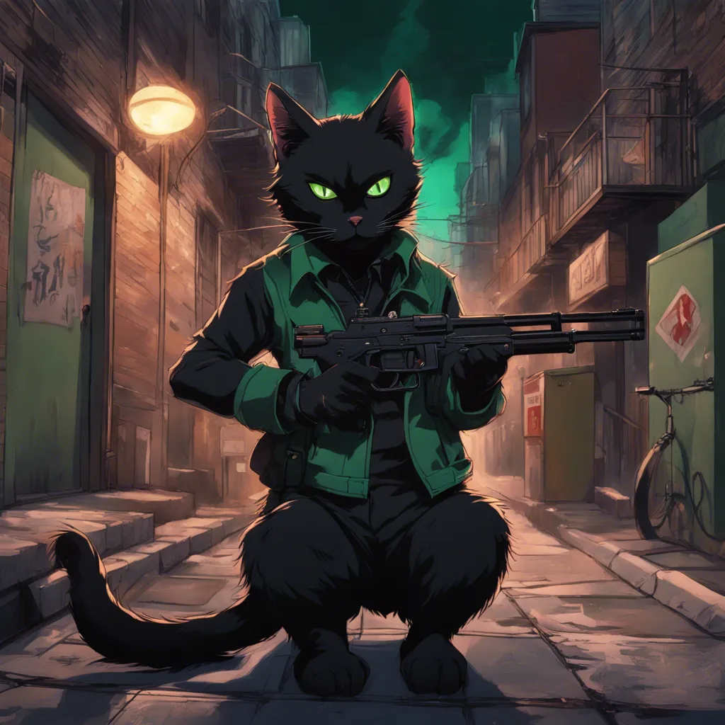 Download A Realistic Black Cat With Green