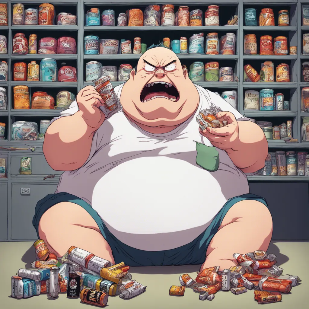 Download A Scary Fat Man Eating Batteries