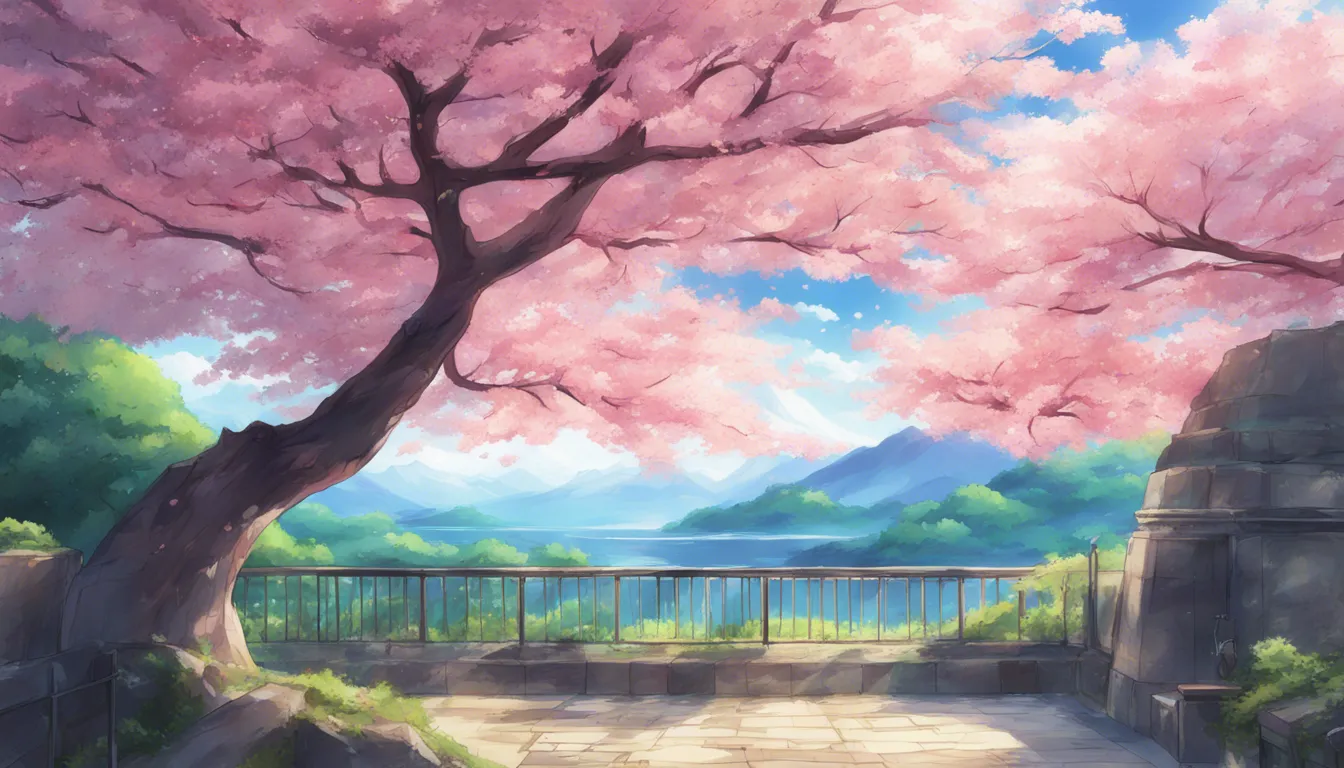 Download A Serene Landscape With Cherry Blossoms