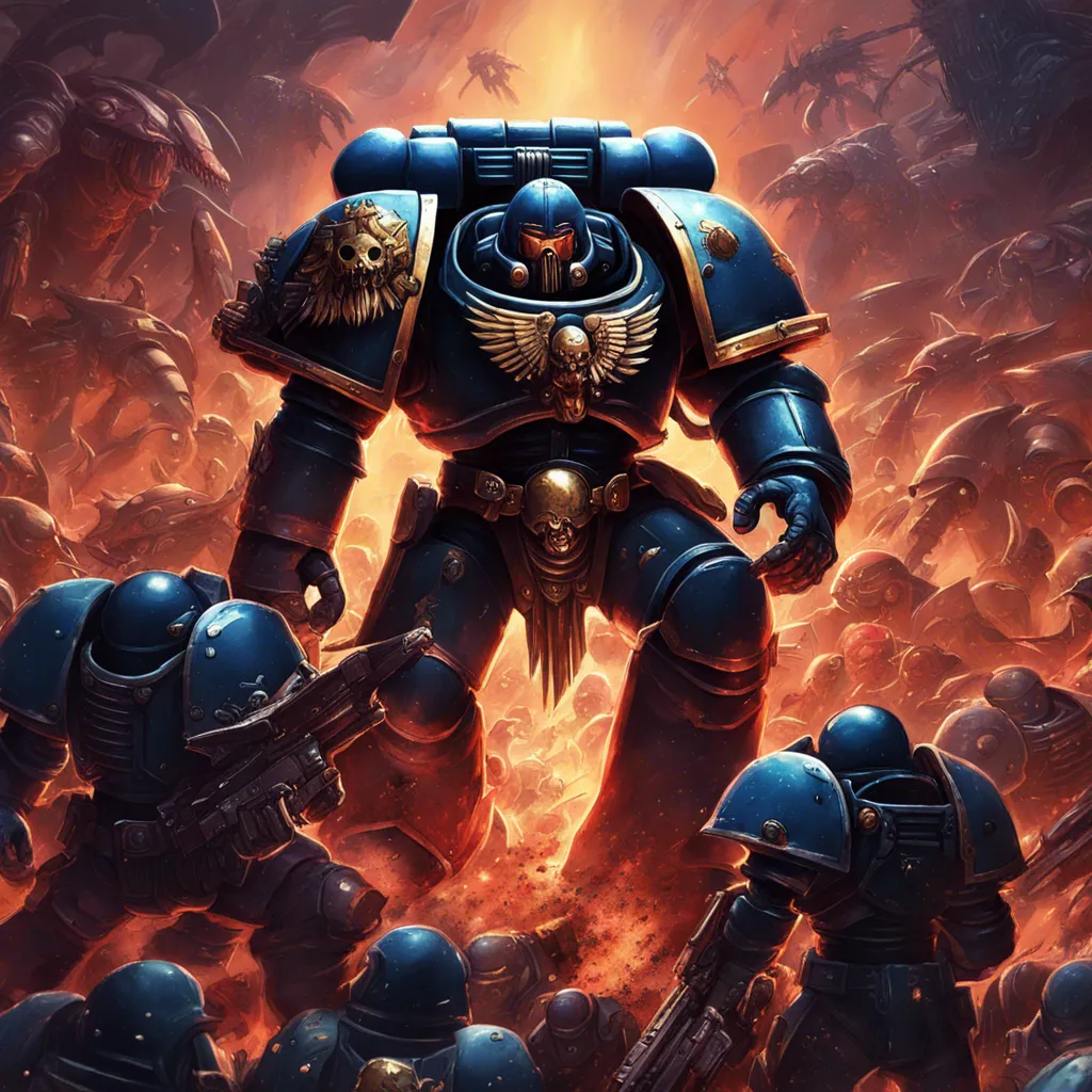 Download A Space Marine Surrounded By Tyrannids